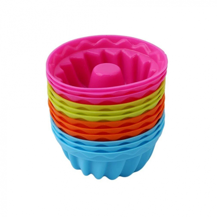 Forme de silicon pentru guguluf, mini chec, set 12 bucati multicolor, 7 cm [7]