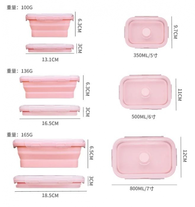 Set 3 caserole de silicon pliabile pentru pranz sau merinde [7]