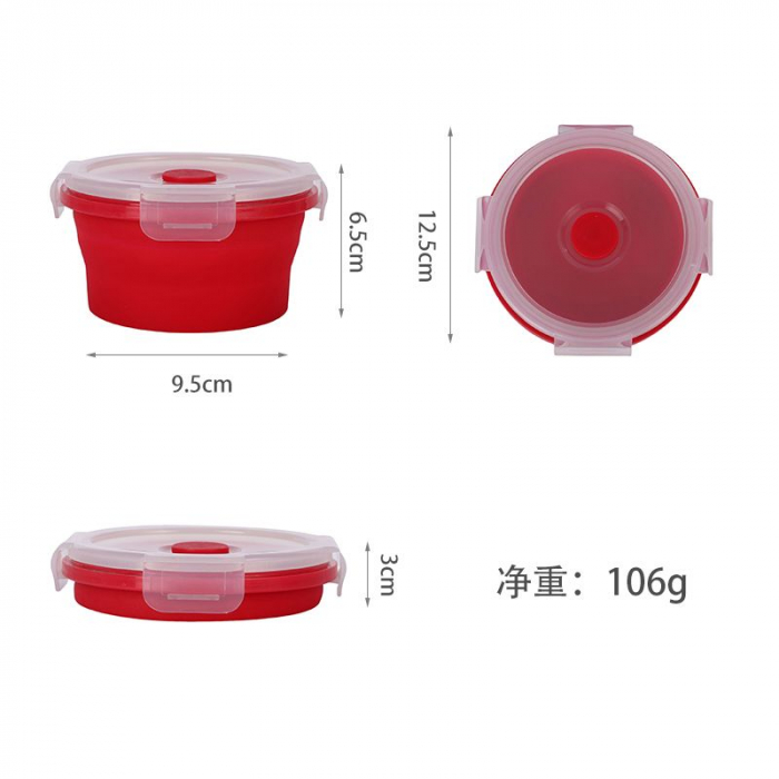 Set 4 caserole rotunde de silicon pliabile pentru pranz sau merinde [7]