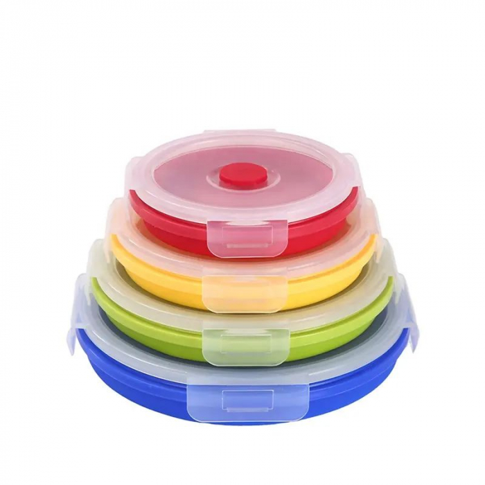 Set 4 caserole rotunde de silicon pliabile pentru pranz sau merinde [3]