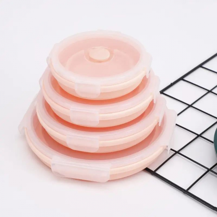 Set 4 caserole rotunde de silicon pliabile pentru pranz sau merinde [9]