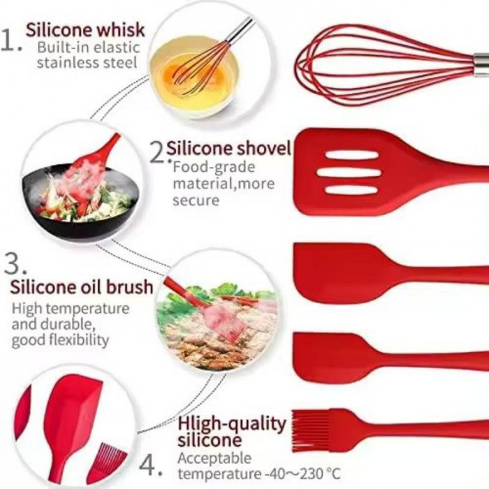 Set de 5 spatule sau ustensile de silicon pentru bucatarie rezistente la caldura [4]