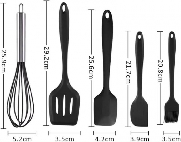Set de 5 spatule sau ustensile de silicon pentru bucatarie rezistente la caldura [3]