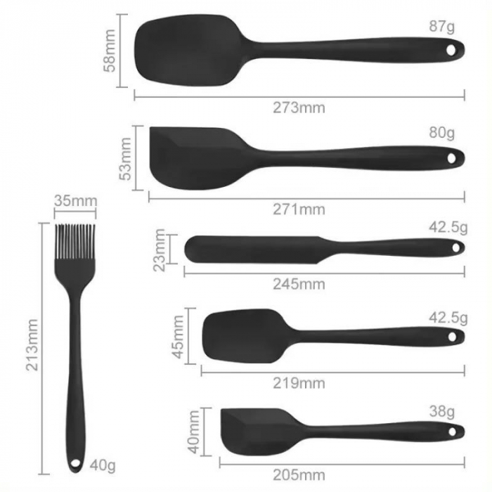 Set de 6 spatule sau ustensile de silicon pentru bucatarie rezistente la caldura [4]