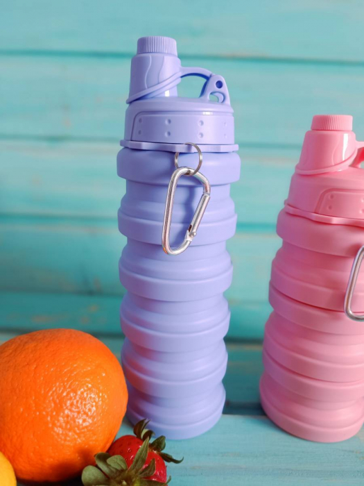 Sticla pliabila de silicon, 500ml, pentru sport, picnic sau drumetie. [2]