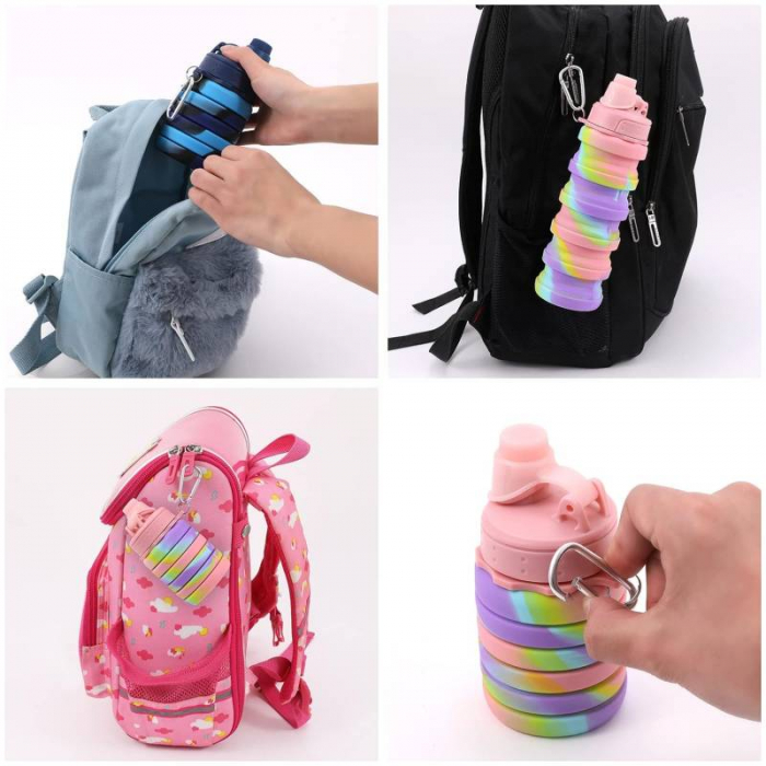 Sticla pliabila de silicon, multicolor, 500ml,  pentru sport, picnic sau drumetie [8]