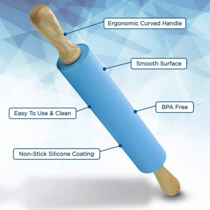 Sucitor mare de silicon premium, antiaderent, cu manere de lemn, 43cm [5]