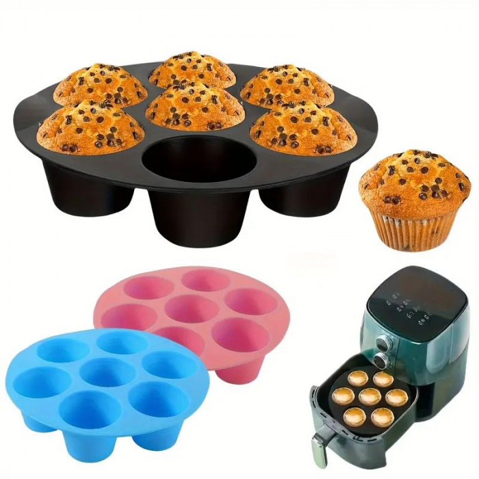 Tava de silicon, 7 briose, pentru cuptor sau airfryer [2]