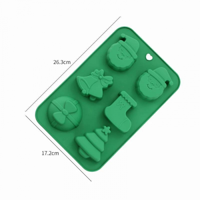 Tava de silicon cu 6 forme de Craciun: globuri, cizma, clopotel si Mos Craciun [2]