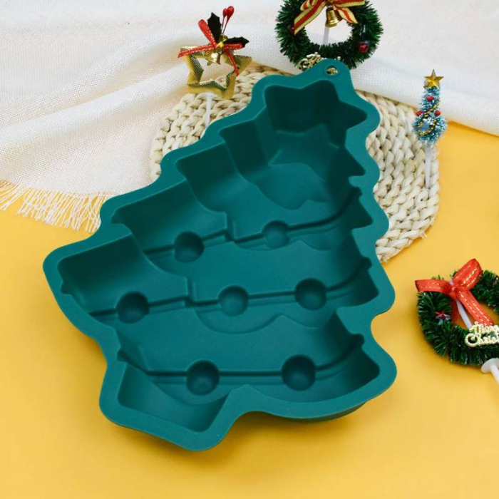 Tava de silicon cu forma brad de Craciun. Silicon alimentar rezistent la cuptor [5]