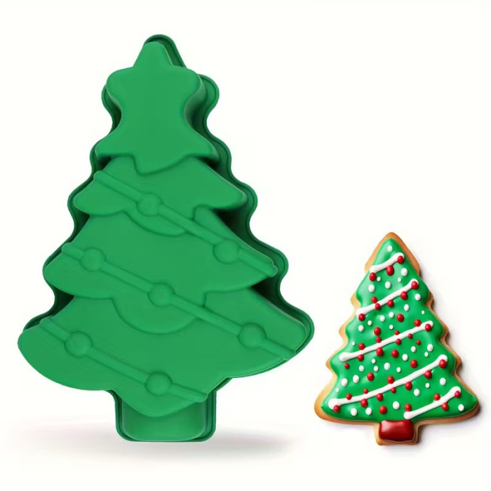 Tava de silicon cu forma brad de Craciun. Silicon alimentar rezistent la cuptor [1]