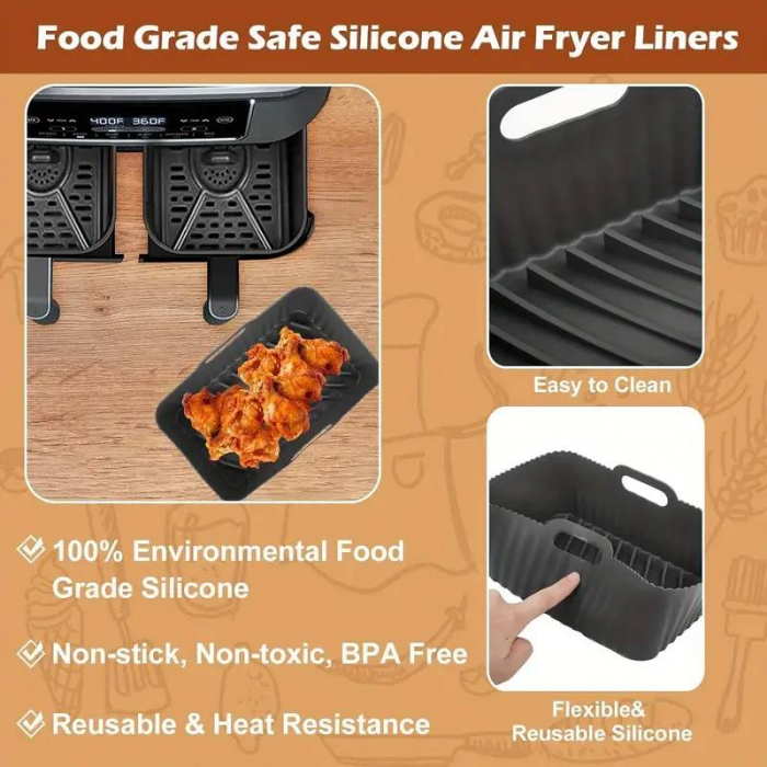 Tava de silicon pentru air fryer sau friteuza cu doua cosuri [6]