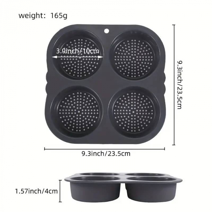 Tava de silicon premium mat pentru burgeri. 4 cavitati perforate pentru chifle sau carne hamburger [3]
