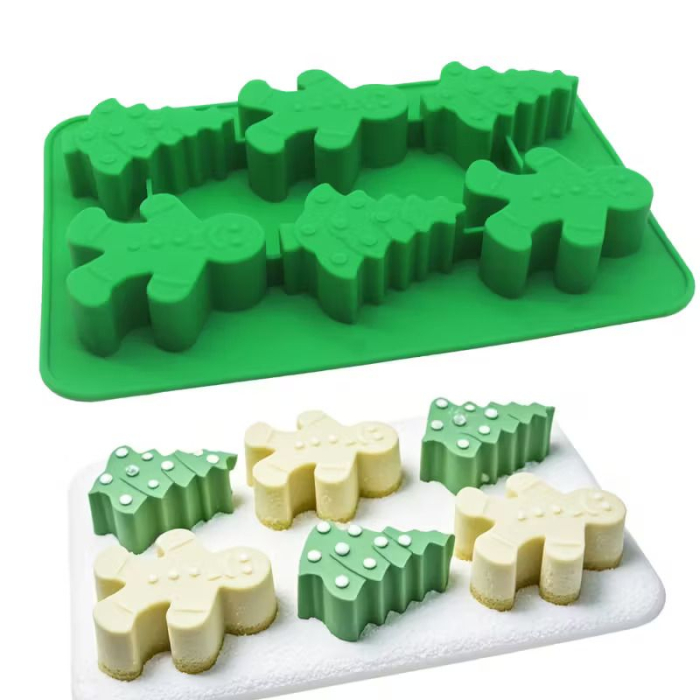 Tava de silicon su 6 forme de Craciun: bradut si om de turta dulce [6]