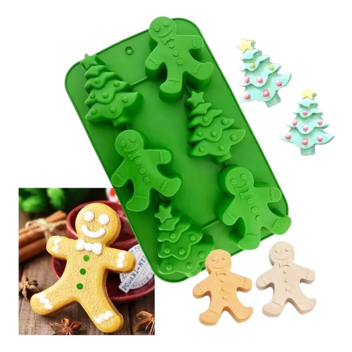 Tava de silicon su 6 forme de Craciun: bradut si om de turta dulce [3]