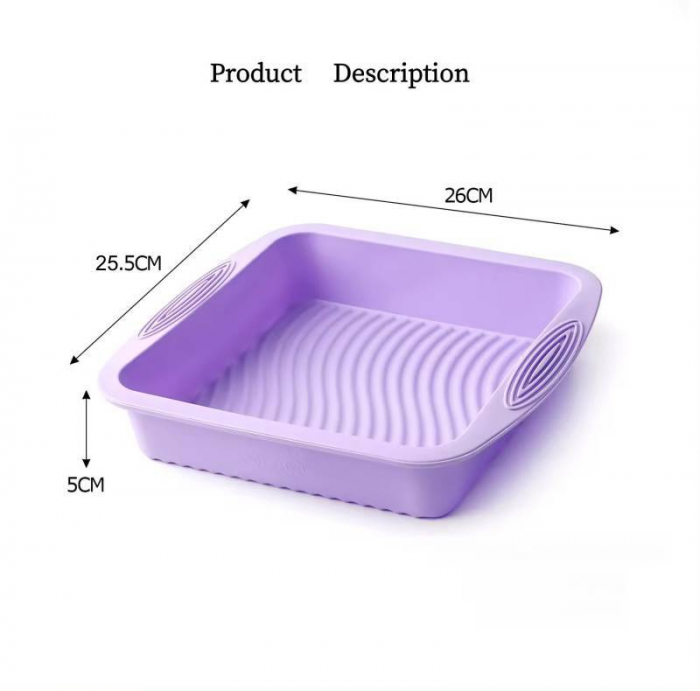 Tava patrata de silicon pentru chec, blaturi, pandispan prajituri, torturi, 26cm [6]