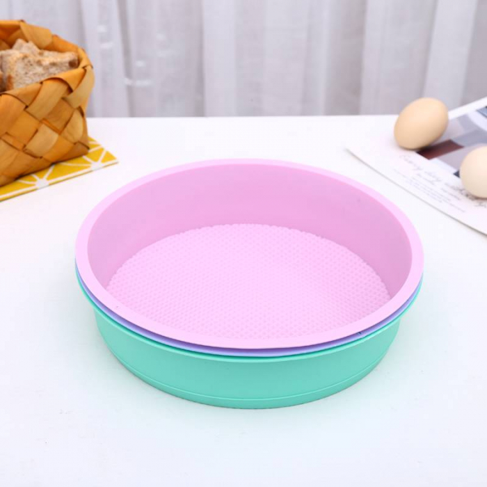 Tava rotunda de silicon alimentar termorezistent, 25cm, pentru blat de tort, prajitura, chec, friteuza cu aer cald, Airfryer mare [3]