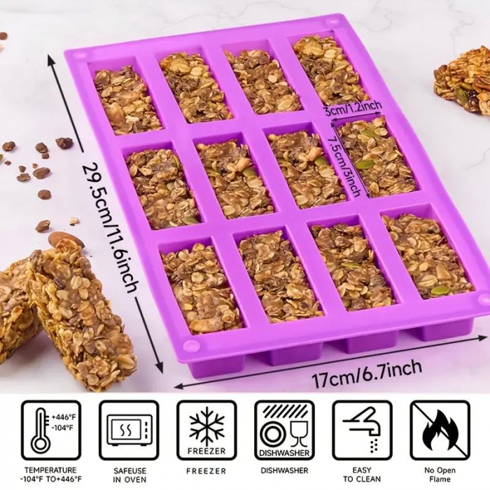 Tava sau forma de silicon pentru 12 batoane dreptunghiulare de Ciocolata Dubai [4]