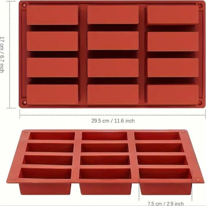 Tava sau forma de silicon pentru 12 batoane dreptunghiulare de Ciocolata Dubai [2]