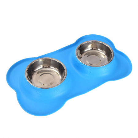 Tavi si Forme de Silicon - Covoras de silicon pentru animale de companie. Doua boluri inox