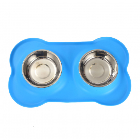 Covoras de silicon pentru animale de companie. Doua boluri inox [4]