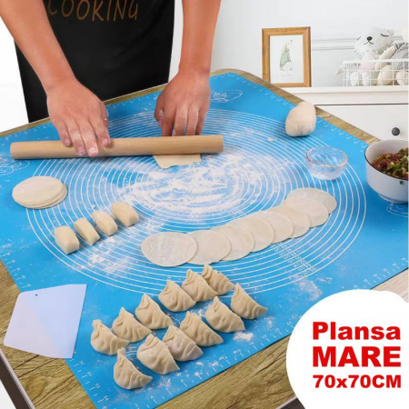 Ustensile de Bucatarie - Covoras mare sau plansa de silicon alimentar, pentru framantat aluat, 70x70cm