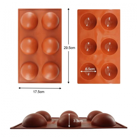 Forma de silicon cu 6 semisfere, cavitati, pentru prajituri, ciocolata [2]