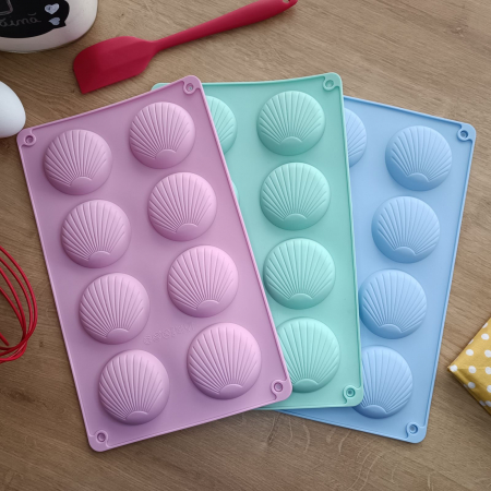 Tavi si Forme de Silicon - Forma de silicon pentru 8 scoici, prajituri
