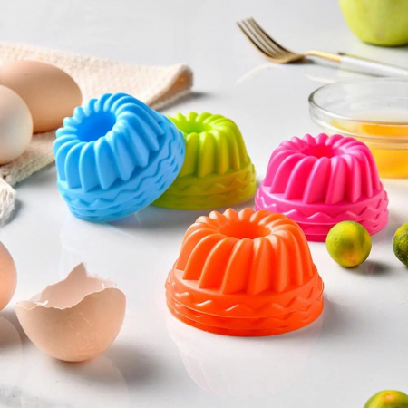 Tavi si Forme de Silicon - Forme de silicon pentru guguluf, mini chec, set 12 bucati multicolor, 7 cm
