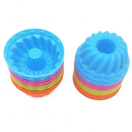 Forme de silicon pentru guguluf, mini chec, set 12 bucati multicolor, 7 cm [7]