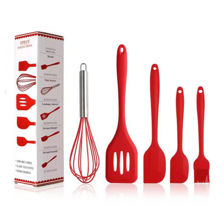 Ustensile de Bucatarie - Set de 5 spatule sau ustensile de silicon pentru bucatarie rezistente la caldura