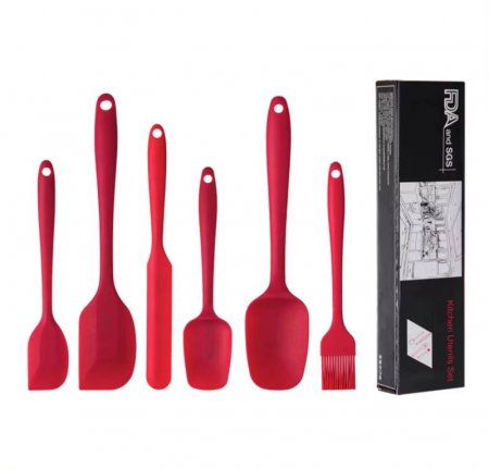Ustensile de Bucatarie - Set de 6 spatule sau ustensile de silicon pentru bucatarie rezistente la caldura