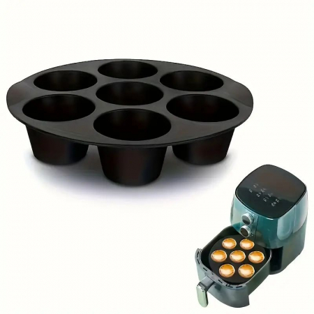 Tavi si Forme de Silicon - Tava de silicon, 7 briose, pentru cuptor sau airfryer