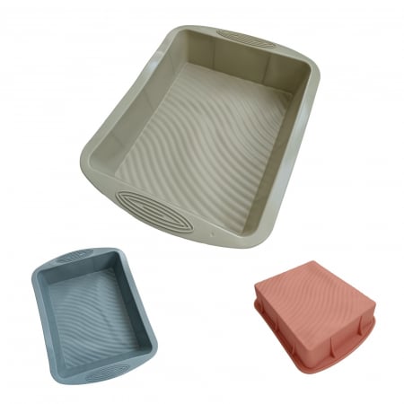 Tavi si Forme de Silicon - Tava de silicon dreptunghiulara, mare, pentru prajituri, chec, blat de tort