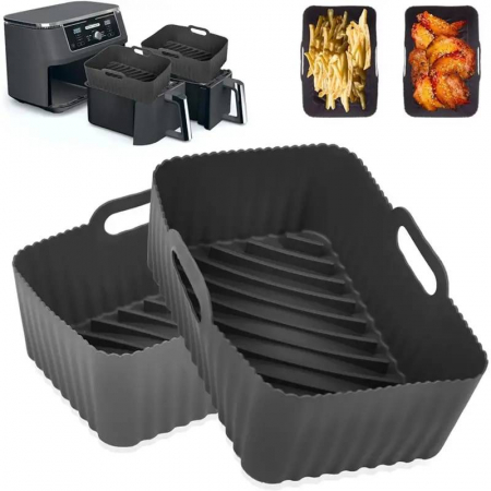Tavi si Forme de Silicon - Tava de silicon pentru air fryer sau friteuza cu doua cosuri