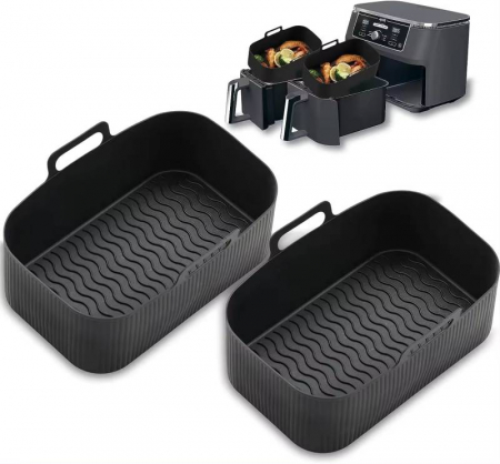 Tavi si Forme de Silicon - Tava de silicon pentru friteuza sau airfryer cu doua cosuri