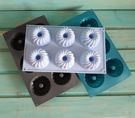 Tavi si Forme de Silicon - Tava de silicon pentru guguluf, mini chec, 6 forme