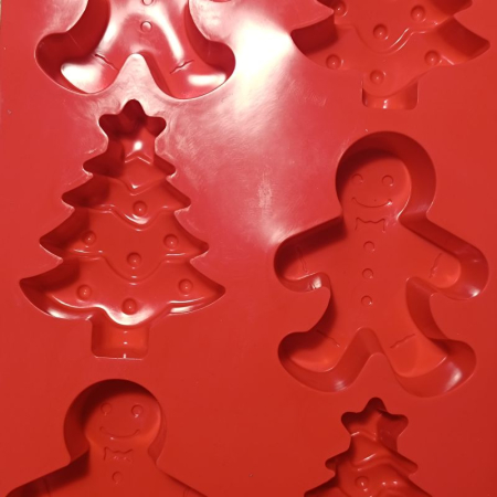 Tava de silicon su 6 forme de Craciun: bradut si om de turta dulce [7]