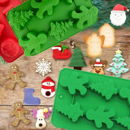 Tava de silicon su 6 forme de Craciun: bradut si om de turta dulce [4]
