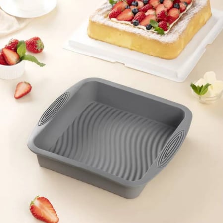 Tavi si Forme de Silicon - Tava patrata de silicon pentru chec, blaturi, pandispan prajituri, torturi, 26cm