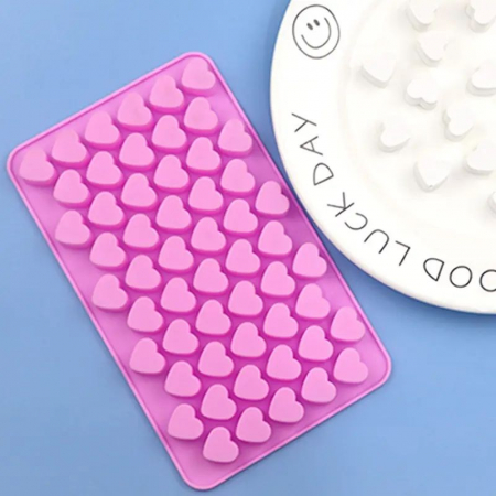 Forme Pentru Ciocolata - Tava sau forma de silicon cu 55 inimioare mici. Pentru jeleuri, ciocolata sau bomboane