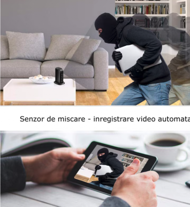 Camera Spion 1080HD Wi-Fi Integrata in Statie de Incarcare USB - Senzor de miscare - Monitorizare de oriunde [2]