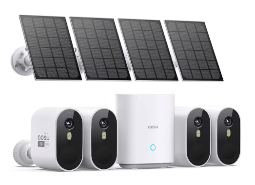 Kit de supraveghere AOSU SolarCam Pro, Incarcare Solara, 2K QHD, Vedere Nocturna, Senzor miscare, Compatibilitate Alexa, Rezistenta la apa, Alb [1]
