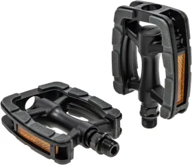 Fahrradteile - Pedale SP-822 PP, mit BS-Standard, Reflektor, 9/16"-Achse, schwarz mit rutschfesten grauen Einsätzen – Marwi