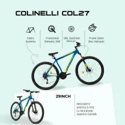 Bicicletta MTB Colinelli COL27, Taglia M, 29 Pollici, Blu, Cambio Shimano Altus, 24 Velocità, Telaio in Alluminio, Freni a Disco [4]