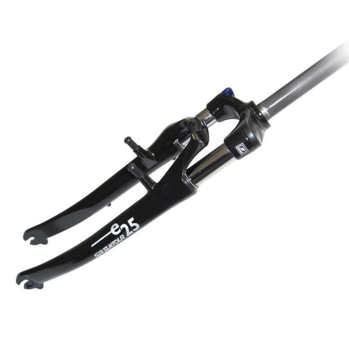 28"-Gabel für E-Bikes, konischer Gabelschaft 1 1/8", 290 mm Ahead, mit V-Bremsaufnahme, schwarz, YS-727 Krone, SR-Aufkleber in Grau [1]