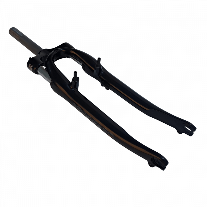 Forcella rigida YS728, nera, tubo sterzo 1 1/8” x 155 mm filettato, con attacchi freno, senza passaggio cavi, senza attacchi M5, con adesivo SUNTOUR, regolabile [1]