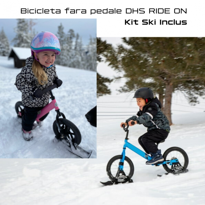 Bicicleta fara pedale DHS RIDE-ON Roz, kit ski inclus [7]
