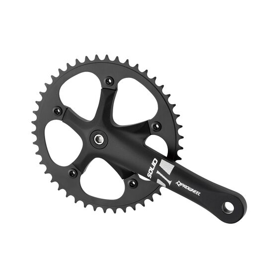 Chainwheel SOLID-246T-F, 46 teeth, 1/2"×3/32", alloy crank arm 170 mm, 9/16" axle, satin black finish, without logo, no chaincover, black. [1]