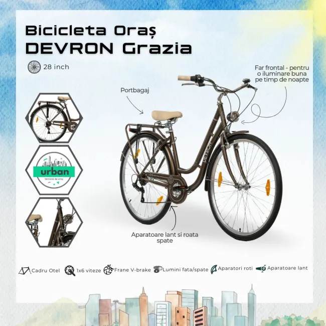 Stadtfahrrad Devron Grazia - 28 Zoll, M, Braun [4]